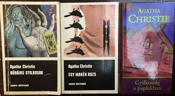Agatha Christie - 3 db Agatha Christie krimi - Bűbájos gyilkosok, Egy marék rozs, Gyilkosság a paplakban