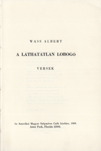 Wass Albert - A l�thatatlan lobog�