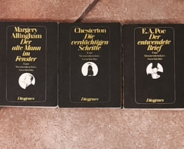 Gilbert K. Chesterton, Edgar Allan Poe Margery Allingham - 3db német nyelvű detektívregény (minikönyv) - Der alte Mann im Fenster, Die verdachtigen Schritte, Der entwendete Brief