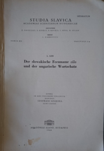 L. Kiss - Der slowakische Feenname v�la und der ungarische Wortschatz