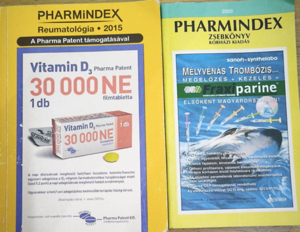 2db k�tet a Pharmindex sorozatb�l - Pharmindex zsebk�nyv 2000-K�rh�zi kiad�s, Pharmindex-Reumatol�gia 2015