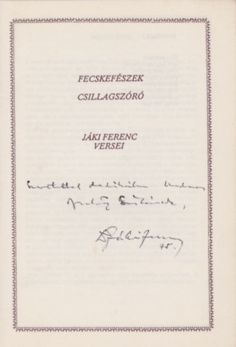 Jki Ferenc - Fecskefszek - Csillagszr