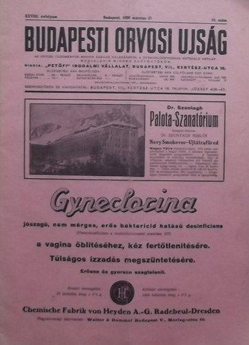 Budapesti Orvosi Ujság - XXVII. évfolyam 13. szám