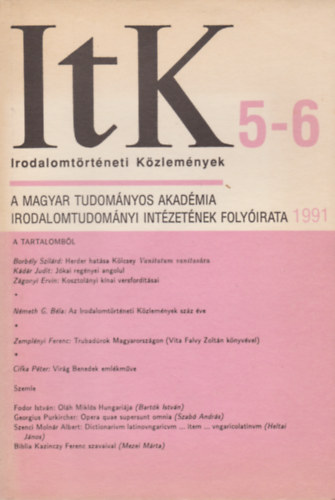 Irodalomt�rt�neti K�zlem�nyek 5-6 / 1991