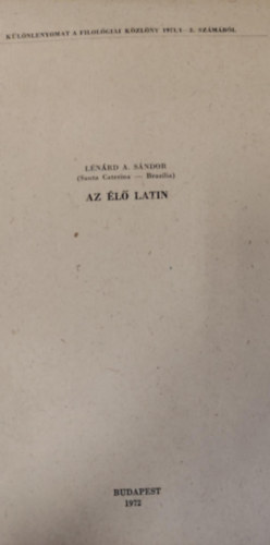 Lnrd A. Sndor - Az l latin