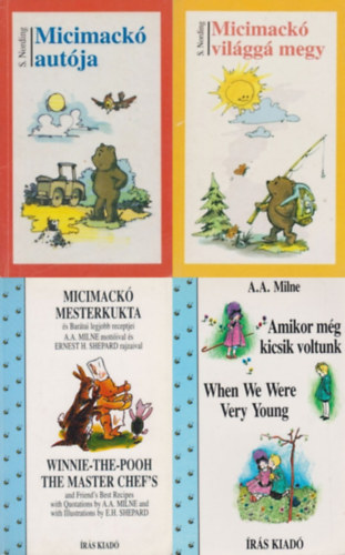 S. Nording A. A. Milne - 4 db Micimackó történet: Amikor még kicsik voltunk -When We Were Very Young + Micimackó mesterkukta-Winnie-the-Pooh the master chef's + Micimackó világgá megy + Micimackó autója