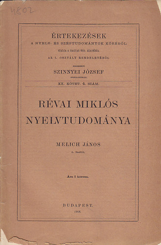 Melich Jnos - Rvai Mikls nyelvtudomnya