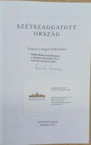 B�r� Zolt�n  (szerk.) - Sz�tszaggatott orsz�g (Lezs�k S�ndor al��r�s�val)