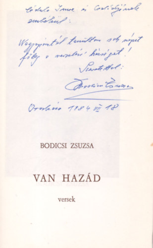 Bodicsi Zsuzsa - Van hazd - versek
