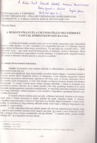 Majdán János - A Murányvölgyi és Csetnekvölgyi helyiérdekű vasútak körzetszervező hatása - Különlenyomat - dedikált