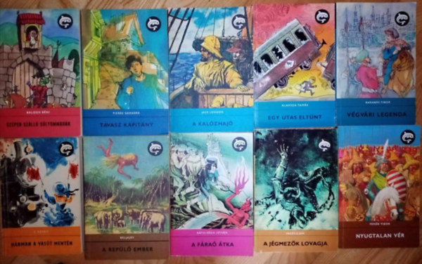 Pierre Gamarra, Jack London, Alaksza Tams, Barabs Tibor, E. Nesbit, Beljajev, Rth-Vgh Istvn, Vaszilij Jan, Fehr Tibor Balogh Bni - (10 db) Delfin ifjsgi knyvcsomag: Szpen szll slyommadr / Tavasz kapitny / A kalzhaj / Egy utas eltnt / Vgvri legenda / Hrman a vast mentn / A repl ember / A fra tka / A jgmezk lovagja / Nyugtalan vr