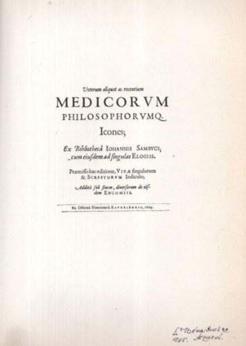 Sambuci - Medicorvm Philosophorvmq Icones