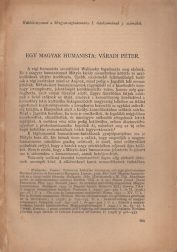 Gerzdi Rabn - Egy magyar humanista: Vradi Pter (2 m) - Klnlenyomat