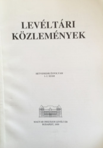 D. Tth Bla - Levltri Kzlemnyek - 70. vf. 1-2. szm