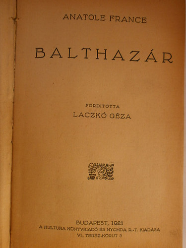 Anatole France - Balthaz�r