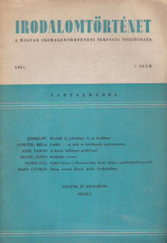 Irodalomt�rt�net 1951 1. sz�m