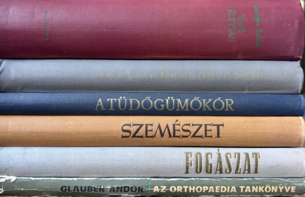 7 db orvosi egyetemi tank�nyv: Psychiatria + K�r�lettan + Igazs�g�gyi orvostan + A t�d�g�m�k�r + Szem�szet + Fog�szat + Az orthopaedia tank�nyve