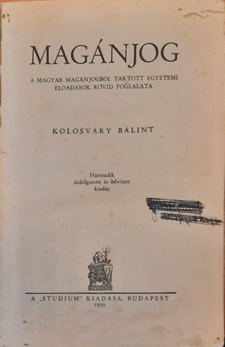Kolosv�ry B�lint - Mag�njog