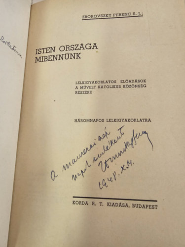 Zborovszky Ferenc Zborovszky s. j. - Isten orsz�ga mibenn�nk