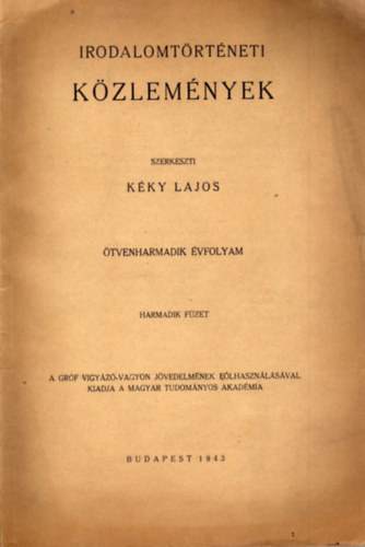 Kky Lajos - Irodalomtrtneti kzlemnyek -  53. vfolyam 3. fzet