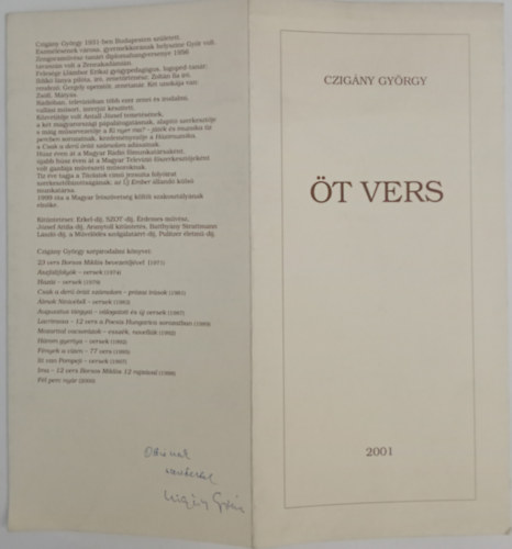 Czig�ny Gy�rgy - �t vers