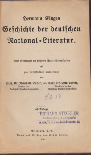 Herman Rluges - Gesichte der deutchen National Literatur