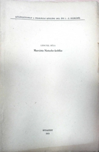 Lengyel B�la - Marxista Nietsche-kritika