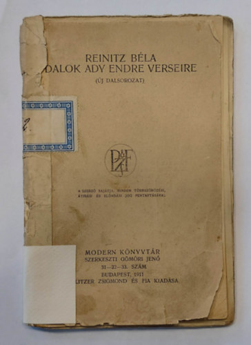 Reinitz B�la - Dalok Ady Endre verseire