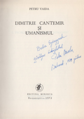 Petru Vaida - Dimitrie Cantemir si umanismul (Dedik�lt)