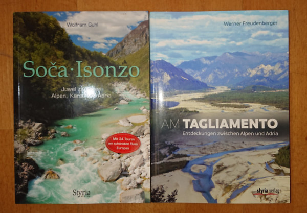 2 német nyelvű útikönyv: Am Tagliamento + Soca/Isonzo