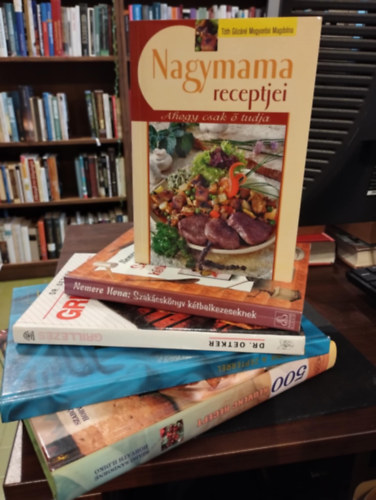 Nemere Ilona, Dr. Oetker, Dr. Elizabeta Monarov, Horváth Ildikó -Szabó Sándorné Tóth Gézáné Mogyorósi Magdolna - Szakácskönyv csomag 5 darabos KÖNYVMENTŐ AJÁNLAT: Nagymama receptjei (ahogy csak ő tudja), Szakácskönyv kétbalkezeseknek, Dr. Oetker - Grillezés, Főzzünk a Zepterrel , 500 kedvenc recept