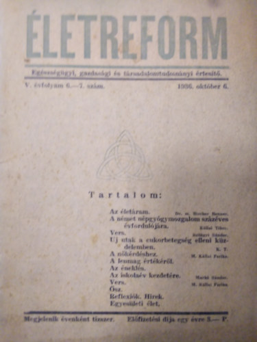 Mark Sndor szerk. - letreform 1936. oktber (V. vf.) 6-7. szm