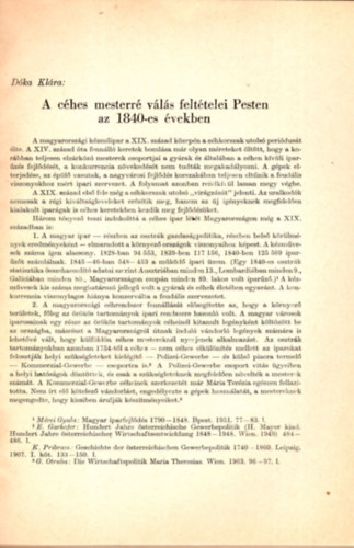Dóka Klára - A céhes mesterré válás feltételei Pesten az 1840-es években - Különlenyomat