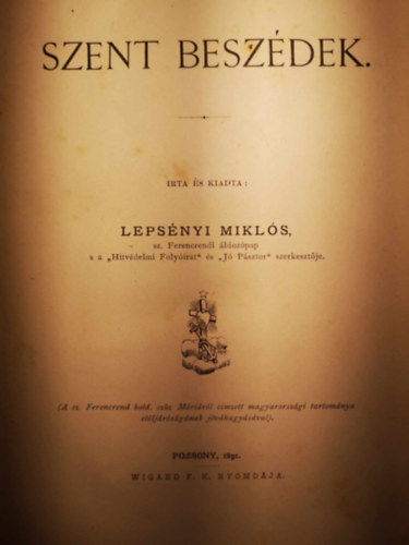 Lepsényi Miklós - Alkalmi Szent Beszédek