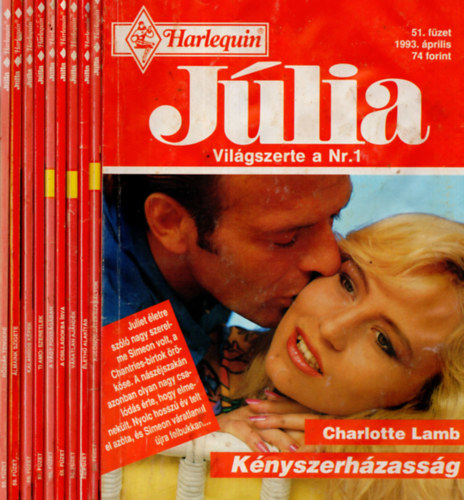 ismeretlen - 10 db  J�lia magazin 51-60.f�zet  ( K�nyszerh�zass�g+K�l�n�s j�t�kszab�lyok+�leth� alak�t�s+V�ratlan aj�nd�k+A csillagokba �rva+A v�gy fogs�g�ban +Ti amo: szeretlek+Kalandos k�pek+�lmaink szigete+R�zs�k tengere.)