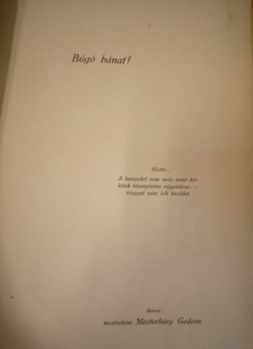 Mesterházy Gedeon - Elégiák- Búgó bánat