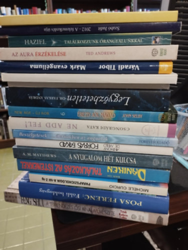 Silva, J.-Stone, R., Ted Andrews, Haziel, Vradi Tibor, Aranyi Lszln, Terah Kathryn Collins, Schmidtn Dr. Holl Erzsbet, Dr. Farkas Andrs, John Selby, Csongrdi Kata, Mark Szab Judit - Eztria knyvcsomag 16 darabos KNYVMENT AJNLAT: 2012 - A felemelkeds tja, Az aura rzkelse , Tallkozzunk rangyalunkkal, Mrk evangliuma a szellemtudomny fnyben,  Gygyt nemeskvek ,