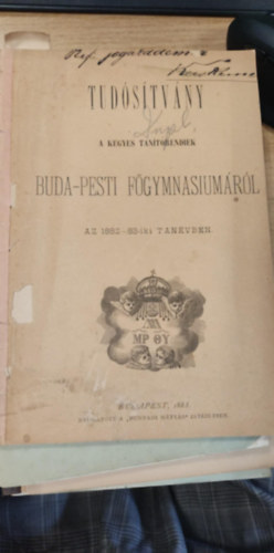 Tudósítvány a kegyes tanítórendiek buda-pesti főgymnasiumáról az 1882-83-iki tanévben