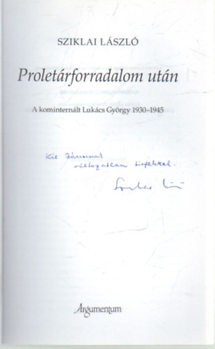 Sziklai László - Proletárforradalom után