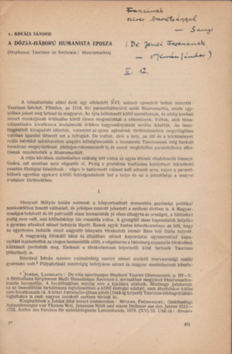 V. Kovács Sándor - A Dózsa-háború humanista eposza