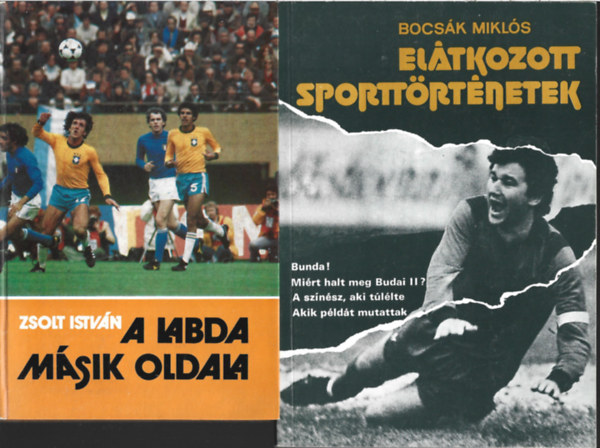 4 db k�nyv, Zsolt Istv�n: A labda m�sik oldala, Bocs�k Mikl�s: El�tkozott sportt�rt�netek, Mezei Andr�s: Ki besz�l itt m�r Mexik�r�l?, Moln�r K�roly: Mi�rt vesz�t a gy�ztes?