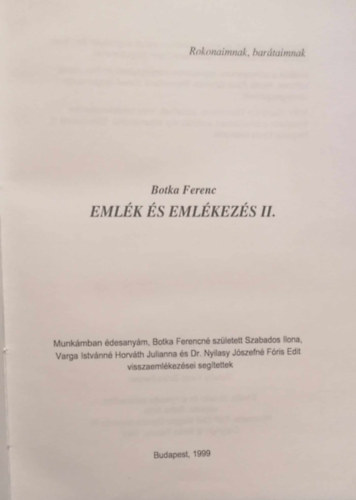 Botka Ferenc - Eml�k �s eml�kez�s II.
