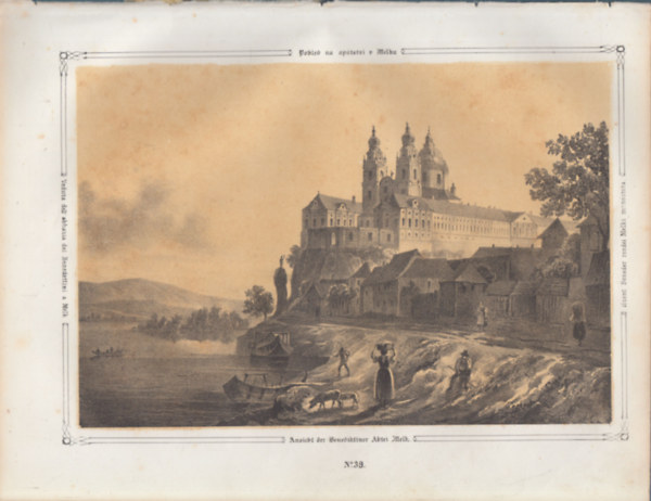 Szent Beneder rendei Melki monostora - eredeti litogr�fia (metszet)