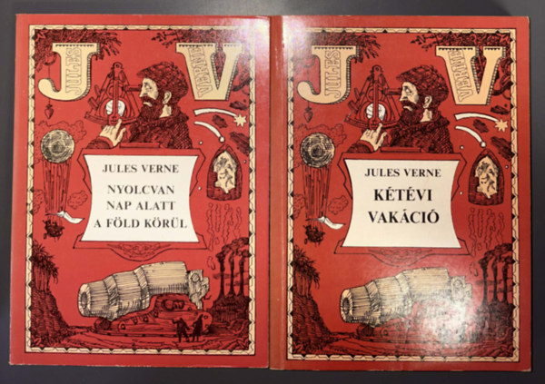 Verne - 2 db. Verne k�nyv egy�tt: Nyolcvan nap alatt a f�ld k�r�l - K�t�vi vak�ci�