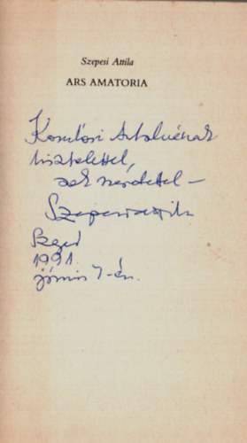 Szepesi Attila - ARS AMATORIA. - Dedikált