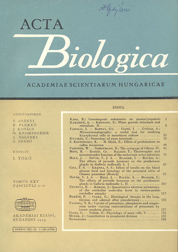 I. Tr  (szerk.) - Acta Biologica (A Magyar Tudomnyos Akadmia biolgiai kzlemnyei)- Tomus XXV., Fasciculi 1-2.