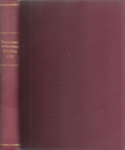 Termszettudomnyi Kzlny 1931. teljes vfolyam