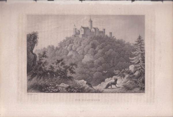 Die Wartburg (Wartburg vra Eisenach mellett, Nmetorszg, Eurpa) (16x23,5 cm lapmret eredeti aclmetszet, 1856-bl)