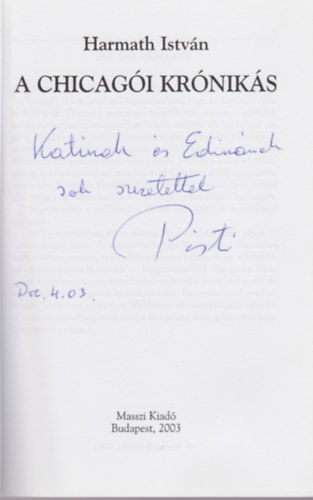 Stephen Harmath - A chicag�i kr�nik�s