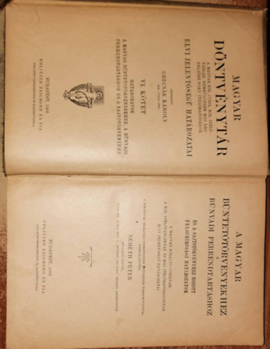 Grecsk Kroly  (szerk.) - Magyar Dntvnytr - Bnet jog, Bnetet eljrs, Sajt trvny 1905